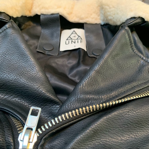 UNIF Avihater Faux Black Leather Jacket - Picture 3 of 15